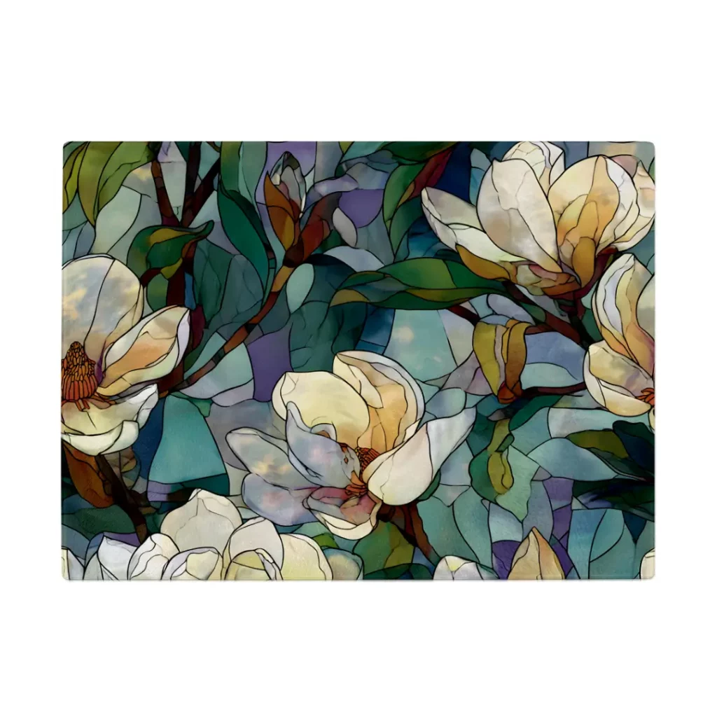 5Cream Magnolia Stained-Glass Glass Chopping Board